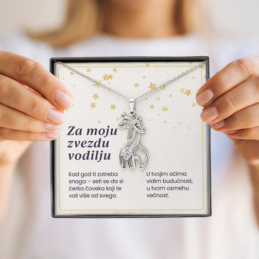 Za moju zvezdu vodilju – Posveta sa lančićem za ćerku od oca (Žirafa)