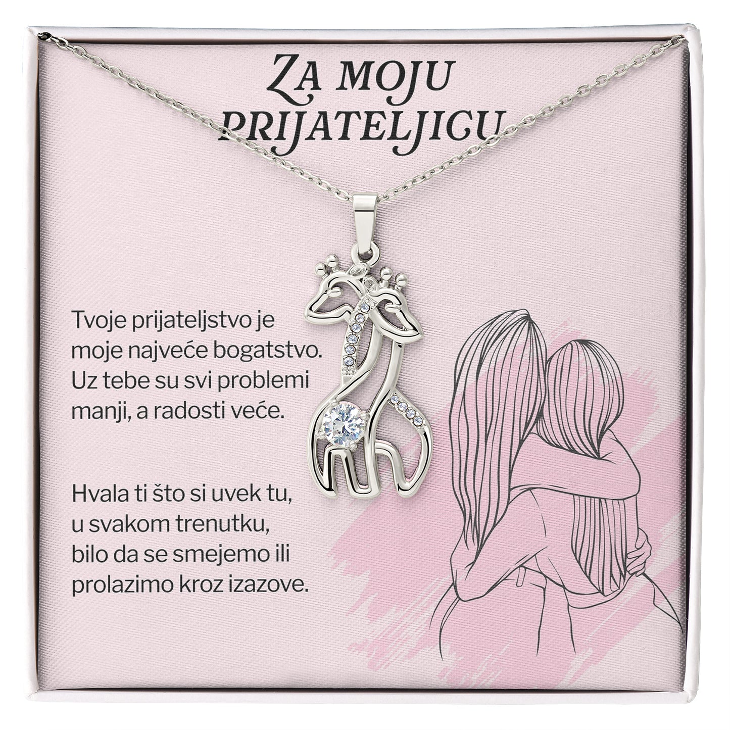 Za moju prijateljicu – Posveta sa lančićem za prijateljicu (Žirafa)
