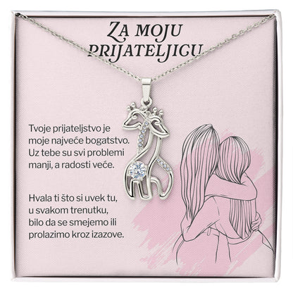 Za moju prijateljicu – Posveta sa lančićem za prijateljicu (Žirafa)