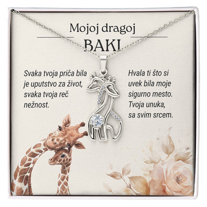 Mojoj dragoj baki – Posveta sa lančićem za baku od unuke (Žirafa)