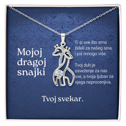 Mojoj dragoj snajki – Posveta sa lančićem od svekra (Žirafa)