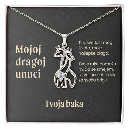 Mojoj dragoj unuci – Posveta sa lančićem za unuku od bake (Žirafa)