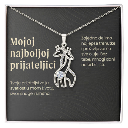 Mojoj najboljoj prijateljici – Posveta sa lančićem od prijateljice (Žirafa)