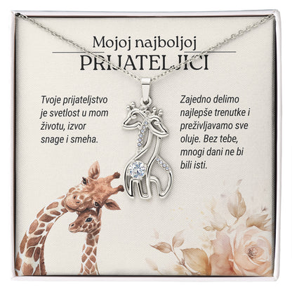 Mojoj najboljoj prijateljici – Posveta sa lančićem od prijateljice (Žirafa), svetla
