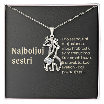 Najboljoj sestri – Posveta sa lančićem od sestre (Žirafa)