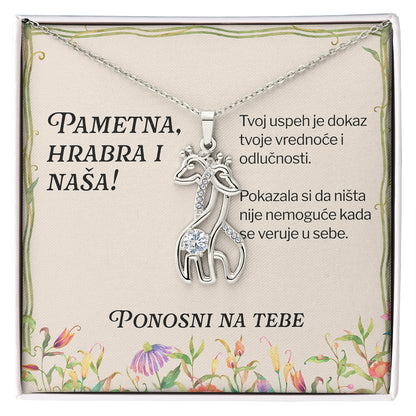 Pametna, hrabra i naša! - Posveta sa lančićem za učenicu (Žirafa)