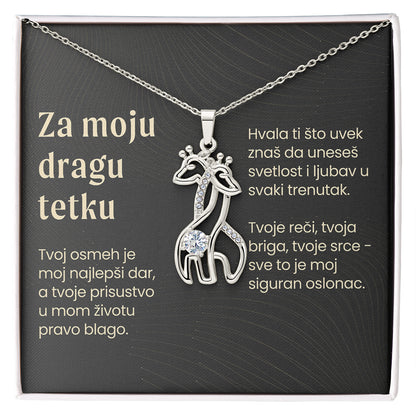 Za moju dragu tetku – Posveta sa lančićem za tetku (Žirafa)