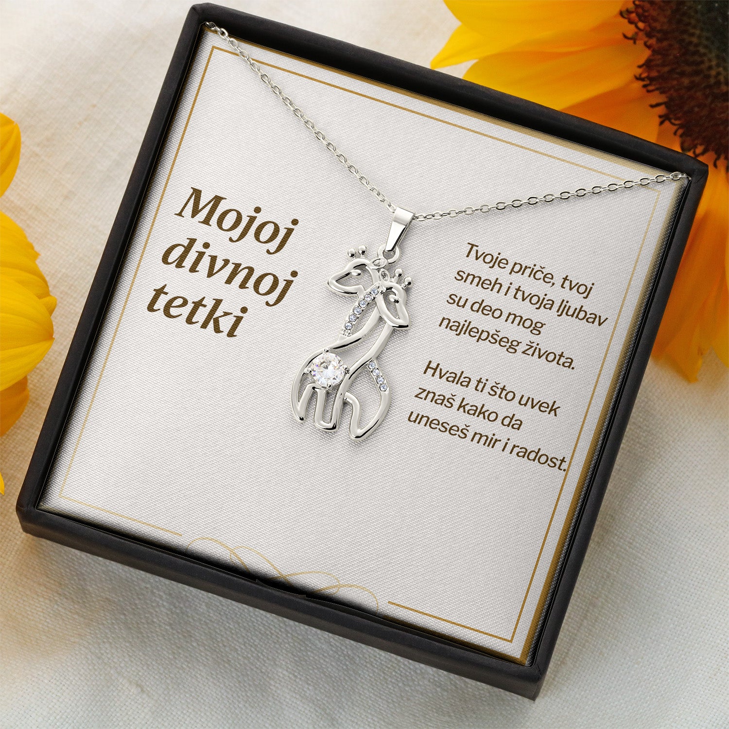 Mojoj divnoj tetki – Posveta sa lančićem za tetku (Žirafa)