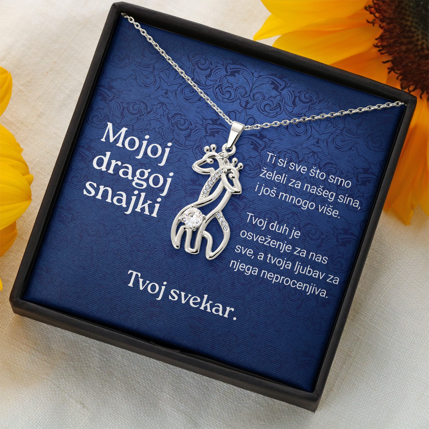 Mojoj dragoj snajki – Posveta sa lančićem od svekra (Žirafa)