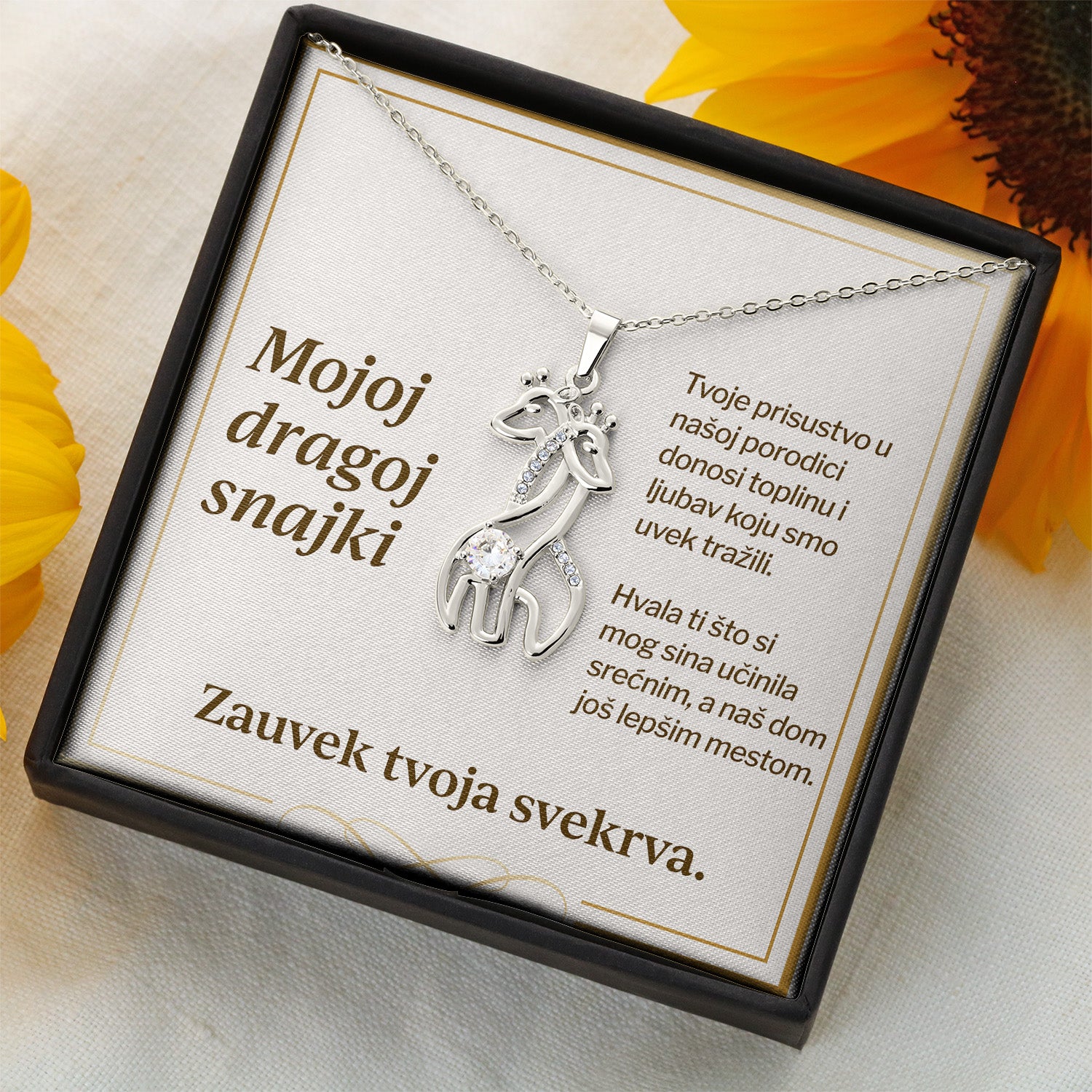 Mojoj dragoj snajki – Posveta sa lančićem od svekrve (Žirafa)