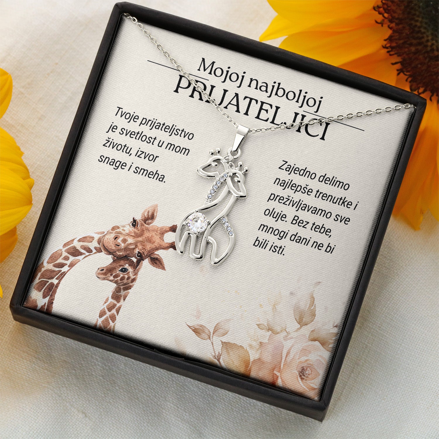 Mojoj najboljoj prijateljici – Posveta sa lančićem od prijateljice (Žirafa), svetla
