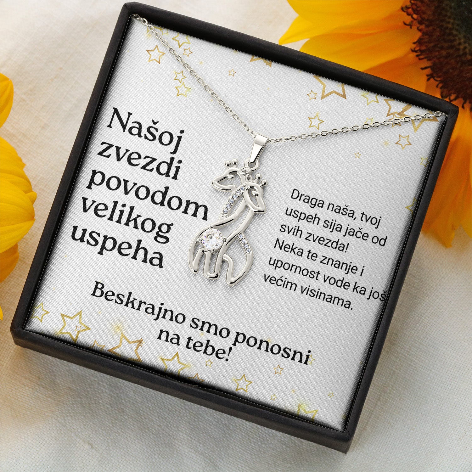 Našoj zvezdi povodom velikog uspeha - Posveta sa lančićem za učenicu (Žirafa)