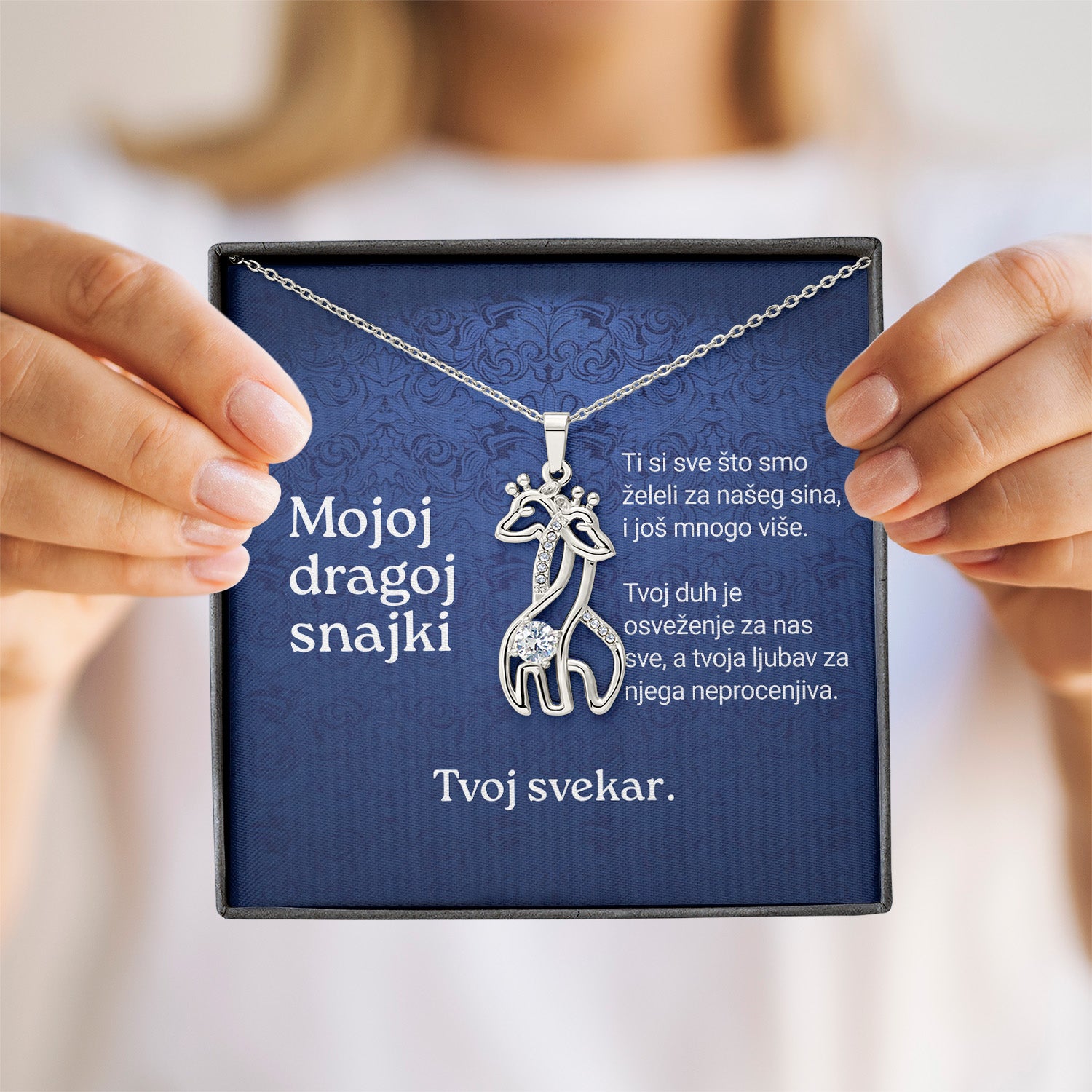 Mojoj dragoj snajki – Posveta sa lančićem od svekra (Žirafa)