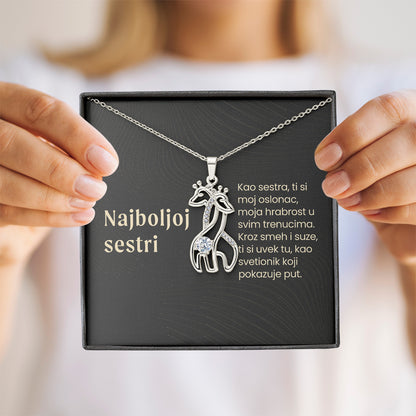 Najboljoj sestri – Posveta sa lančićem od sestre (Žirafa)