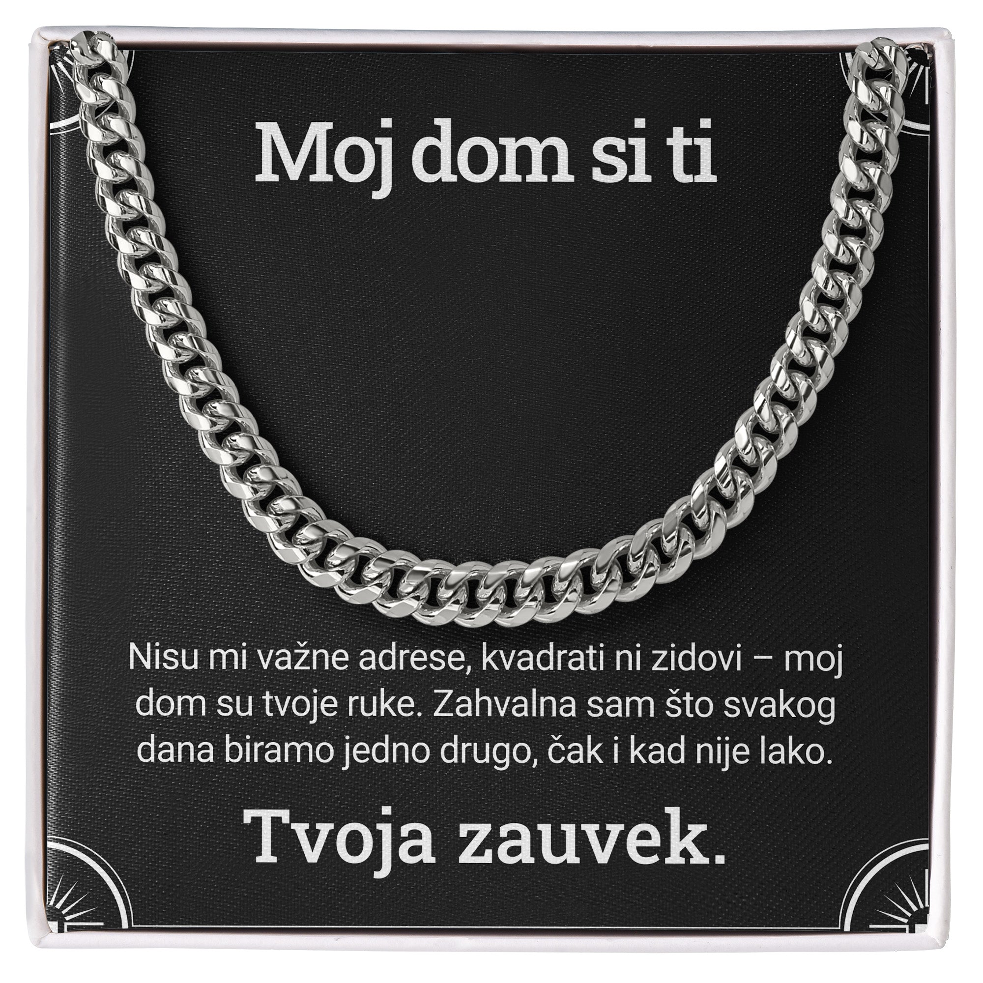 Moj dom si ti – Posveta sa lančićem za muža od žene