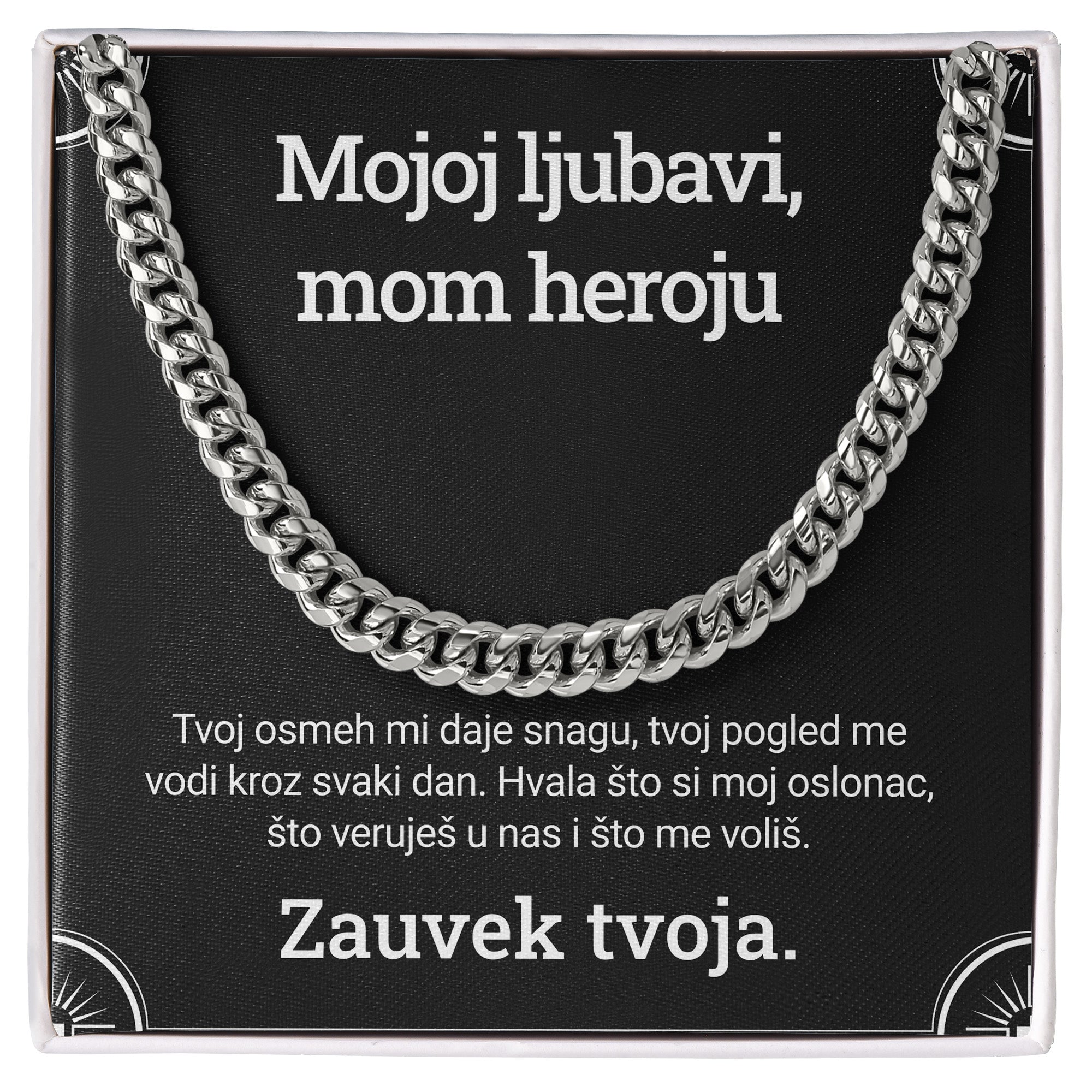 Mojoj ljubavi, mom heroju – Posveta sa lančićem za dečka od devojke