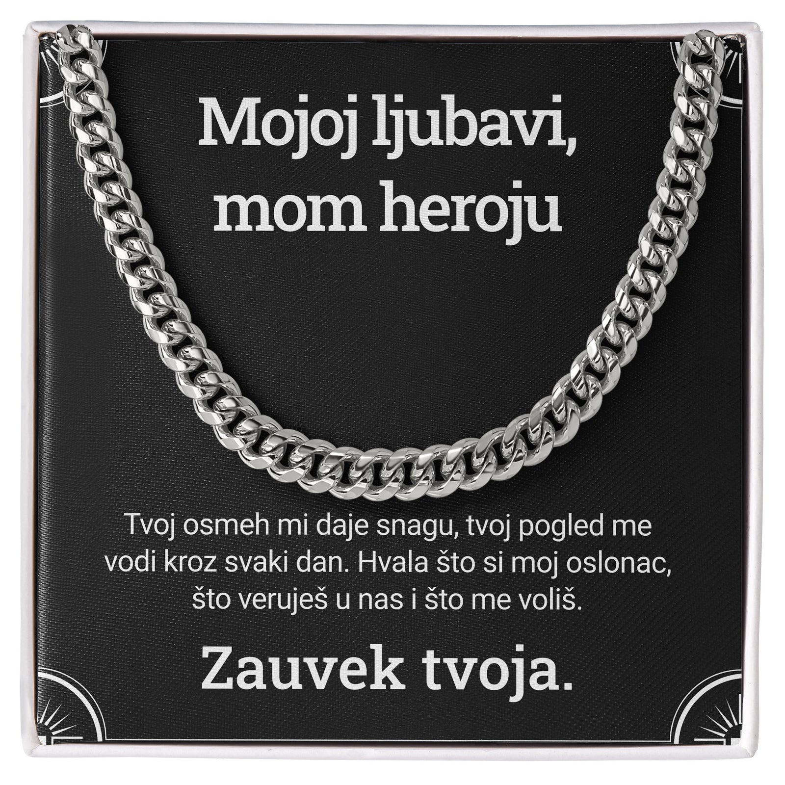 Mojoj ljubavi, mom heroju – Posveta sa lančićem za dečka od devojke