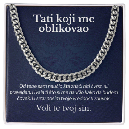 Tati koji me oblikovao – Posveta sa lančićem za oca od sina