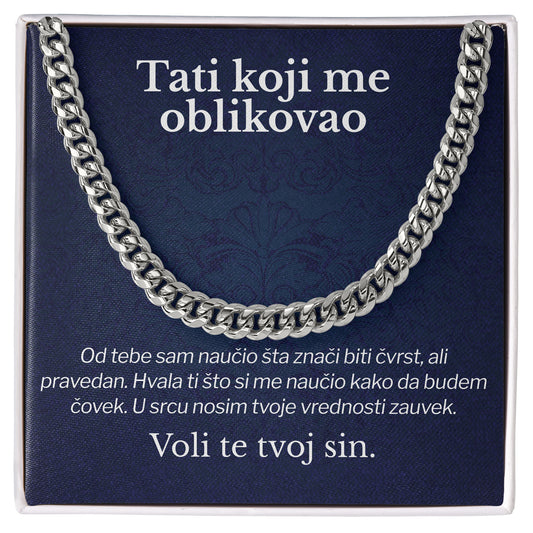 Tati koji me oblikovao – Posveta sa lančićem za oca od sina
