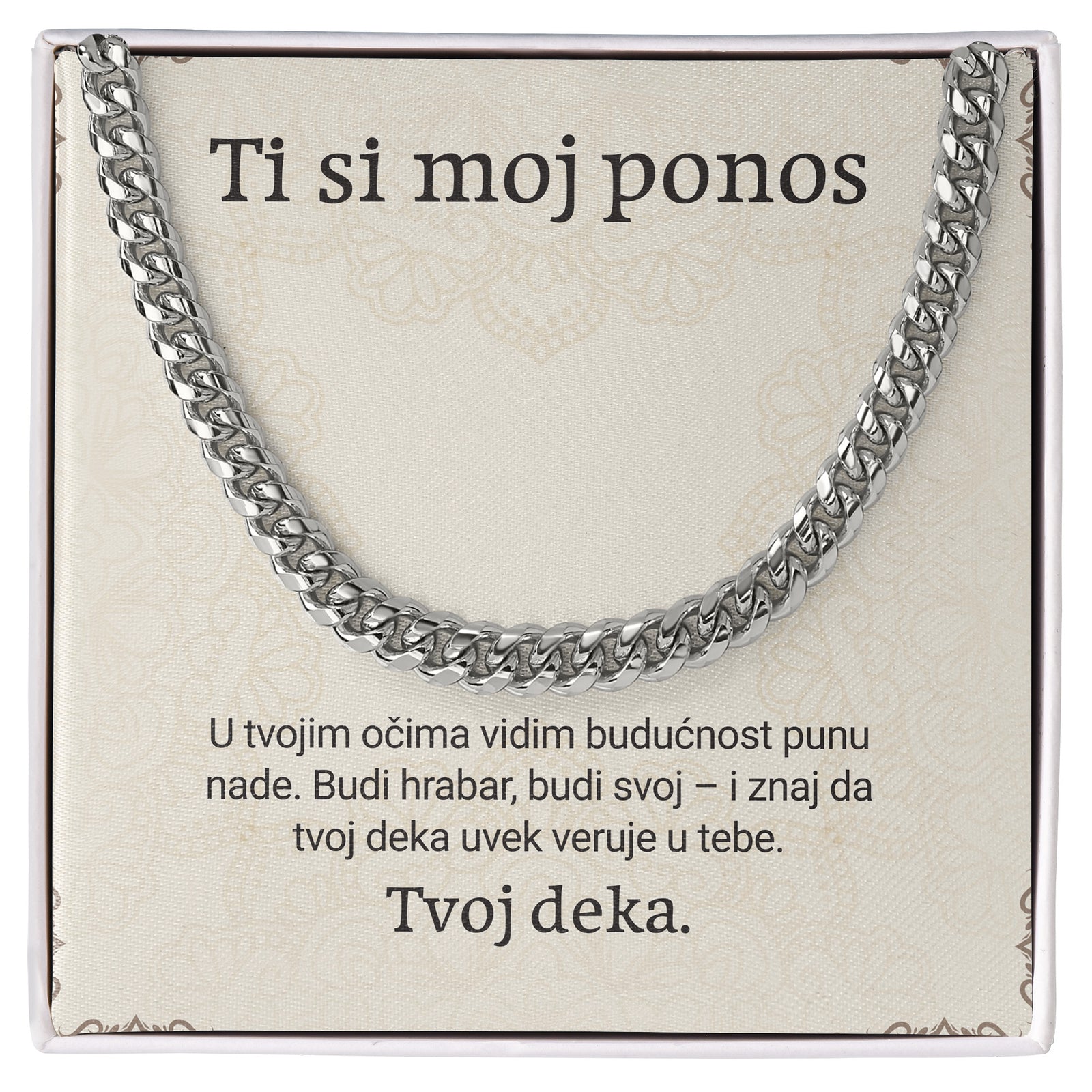 Ti si moj ponos – Posveta sa lančićem za unuka od deke