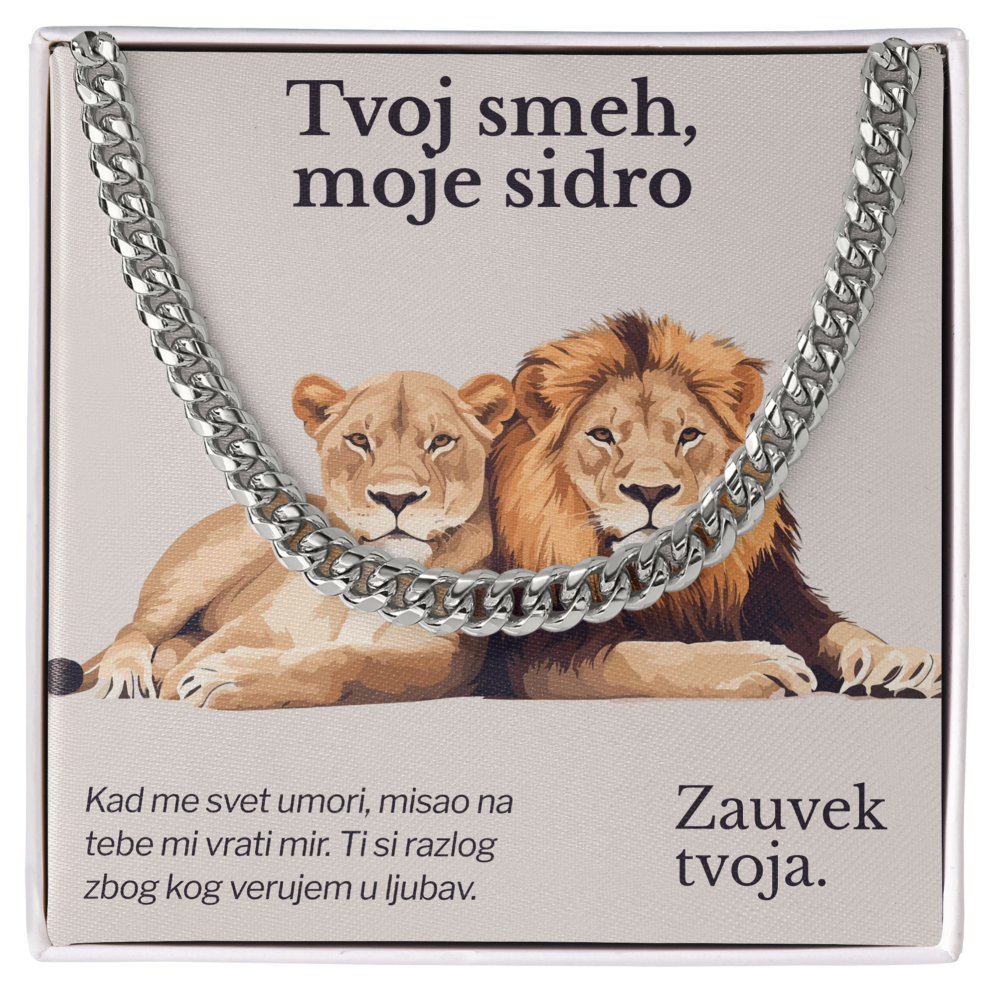 Tvoj smeh, moje sidro – Posveta sa lančićem za muža od žene