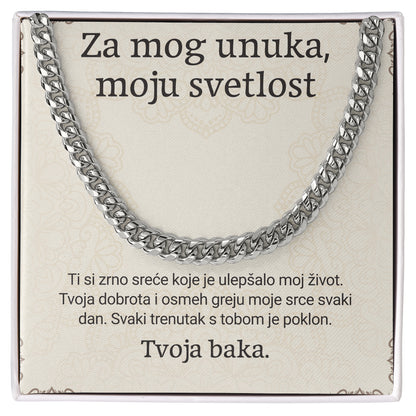Za mog unuka, moju svetlost – Posveta sa lančićem za unuka od bake