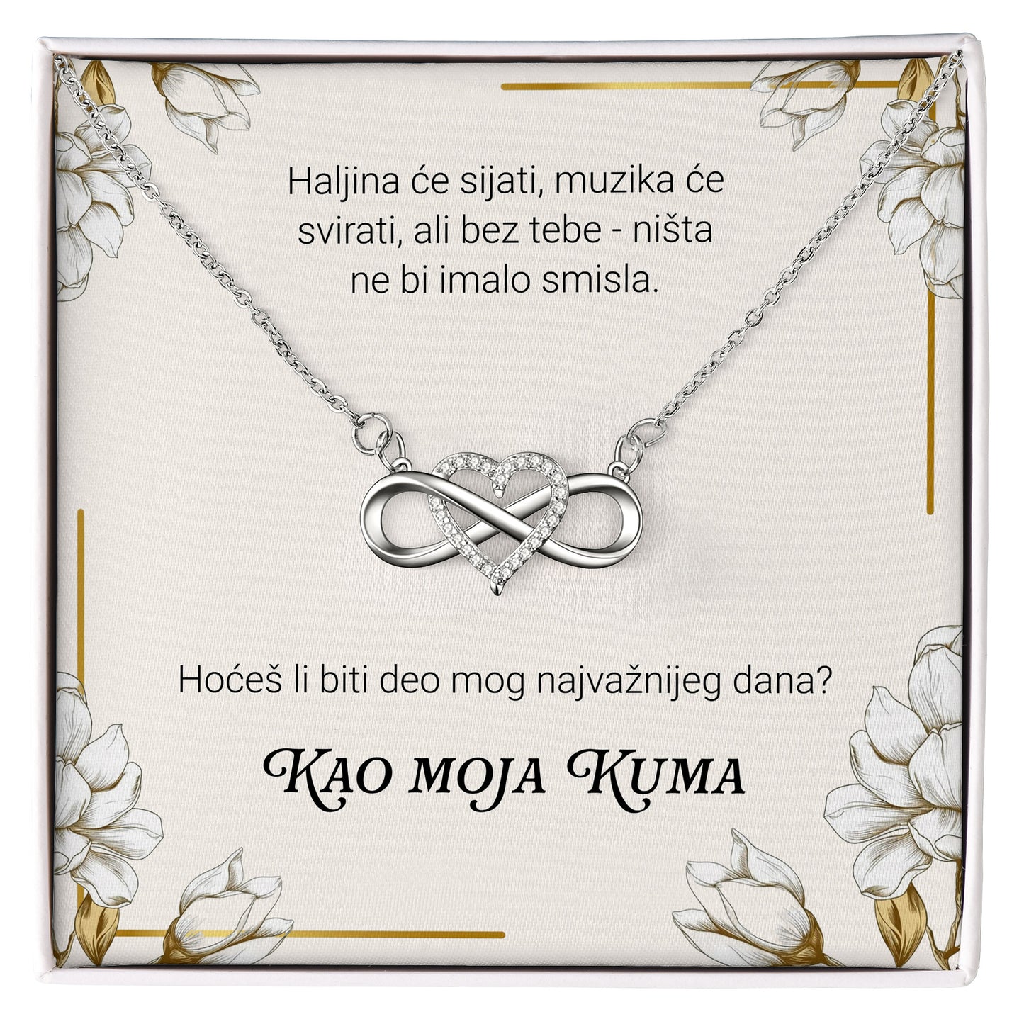 Hoćeš li biti deo mog najvažnijeg dana - Posveta sa lančićem za kumu