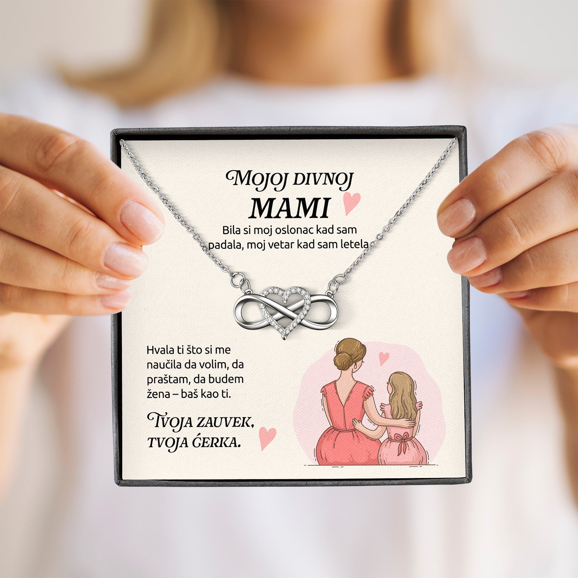 Mojoj divnoj mami – Posveta sa lančićem od ćerke za majku
