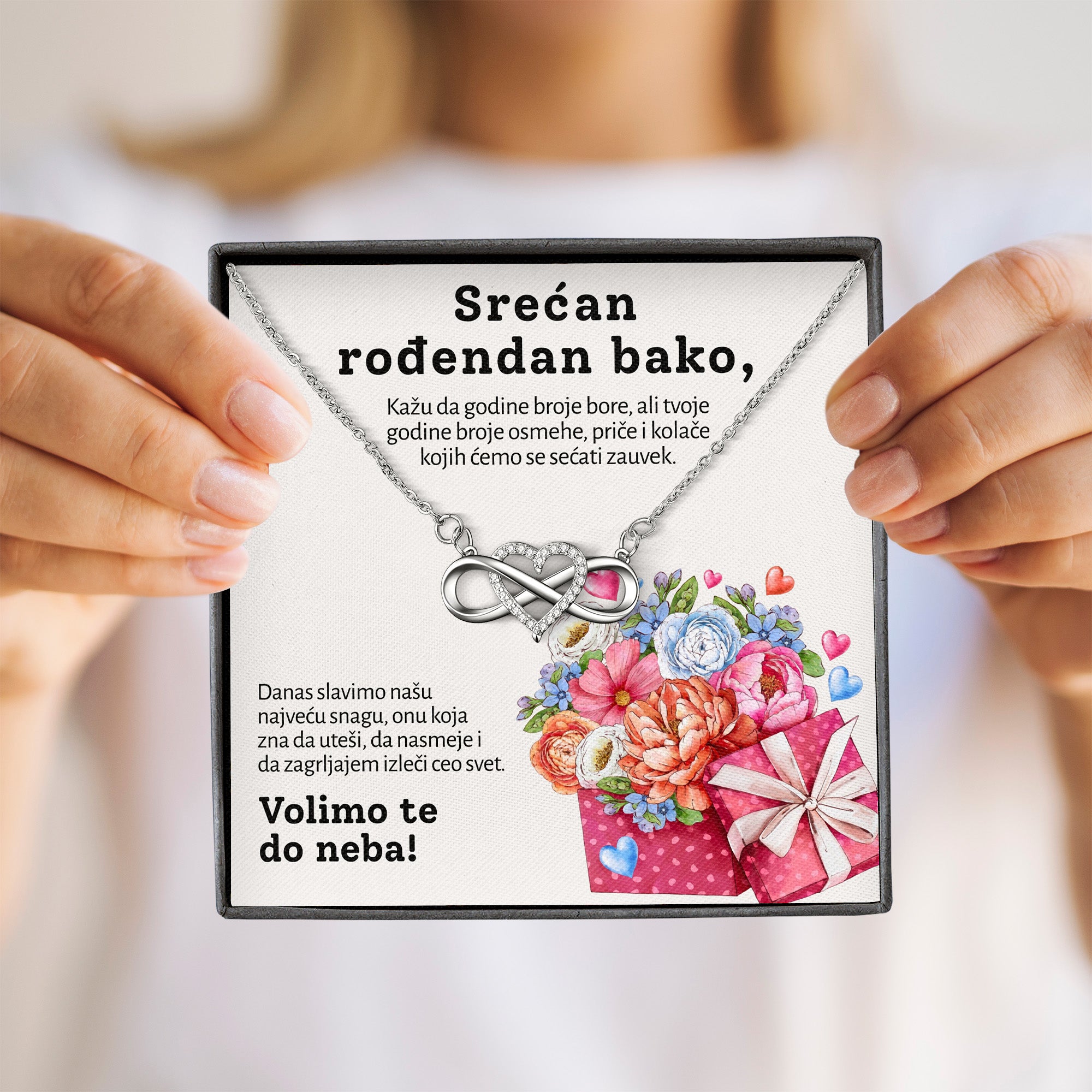 Srećan rođendan bako - Posveta sa lančićem za rođendan