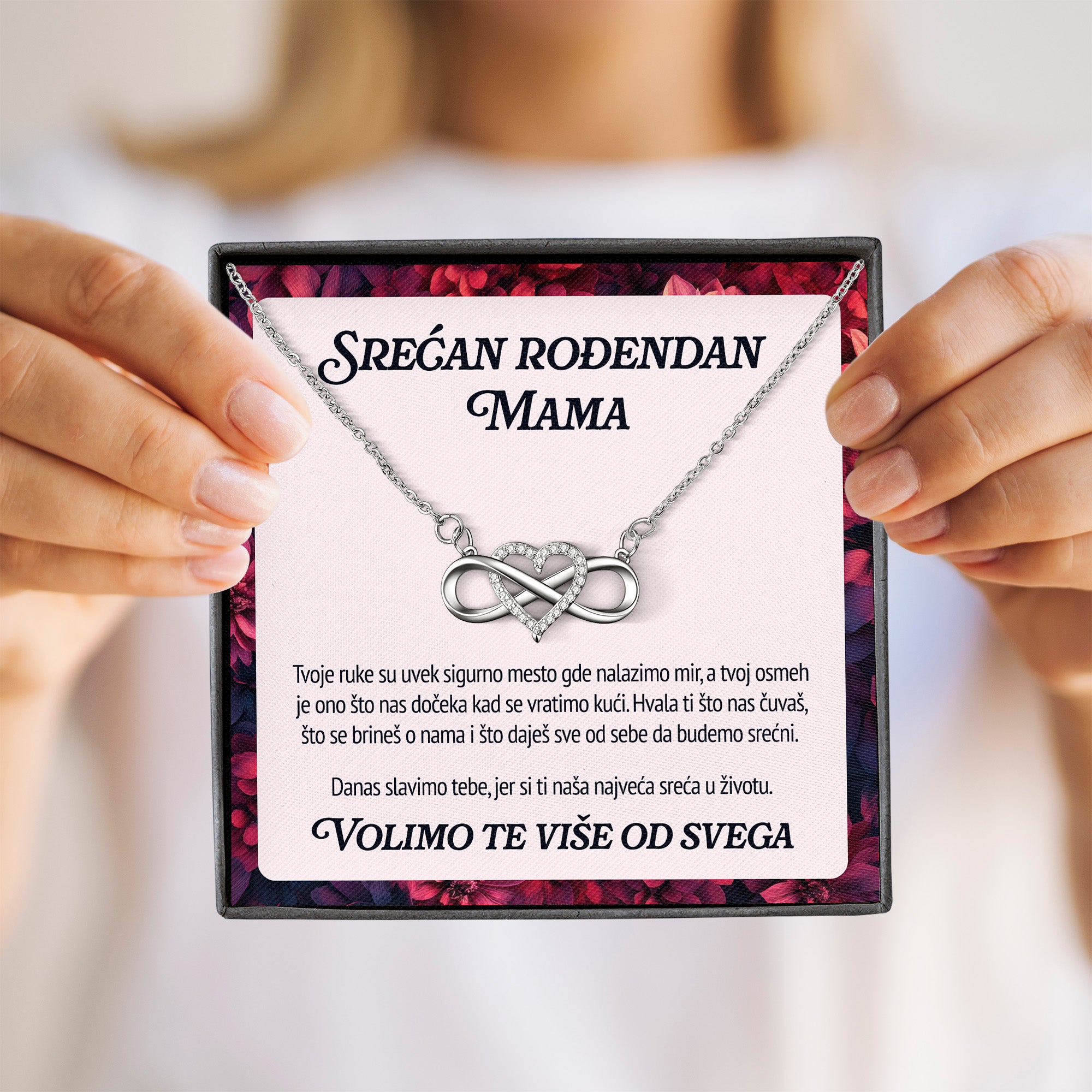 Srećan rođendan mama - Posveta sa lančićem za rođendan od dece