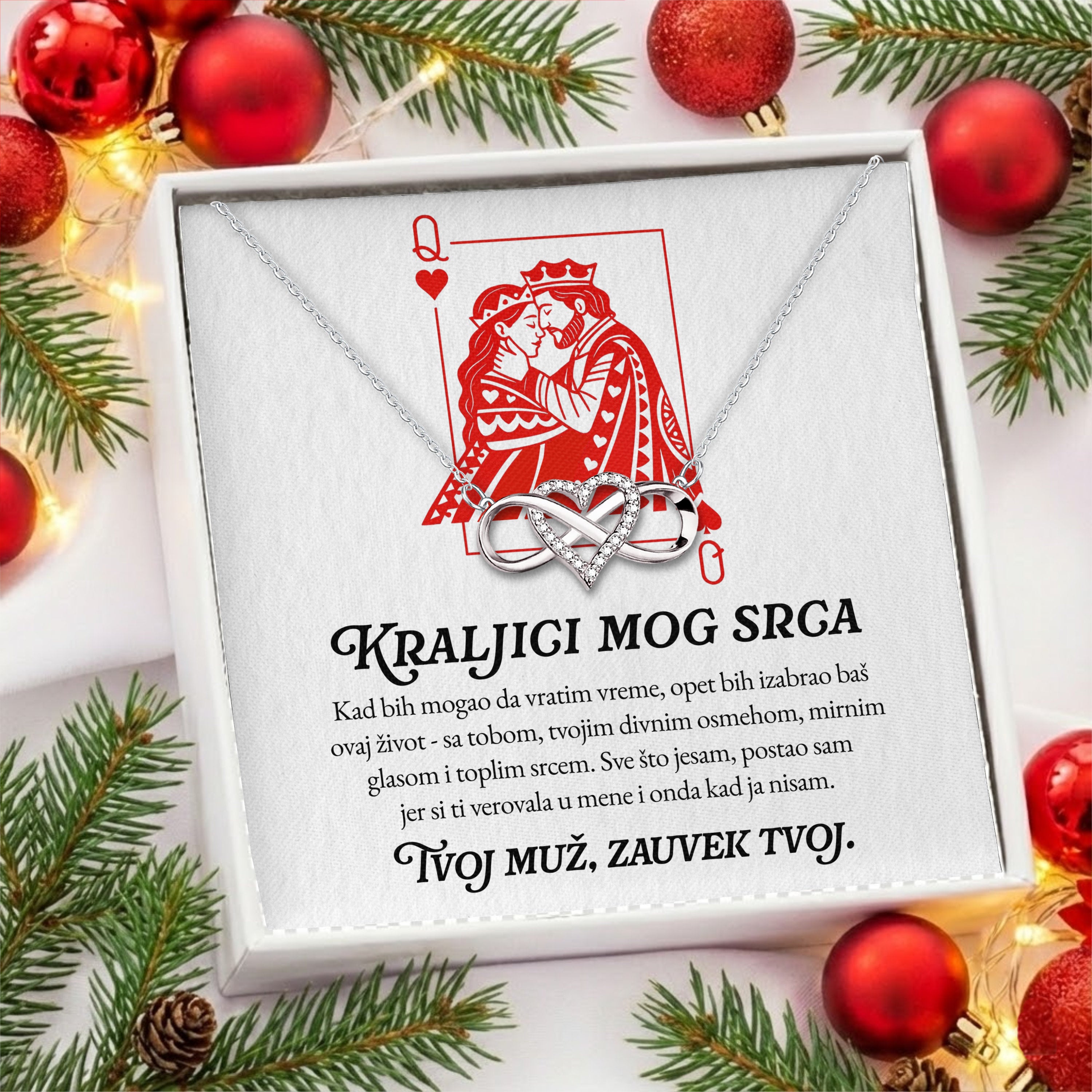 Kraljici mog srca - Posveta sa lančićem za suprugu od muža