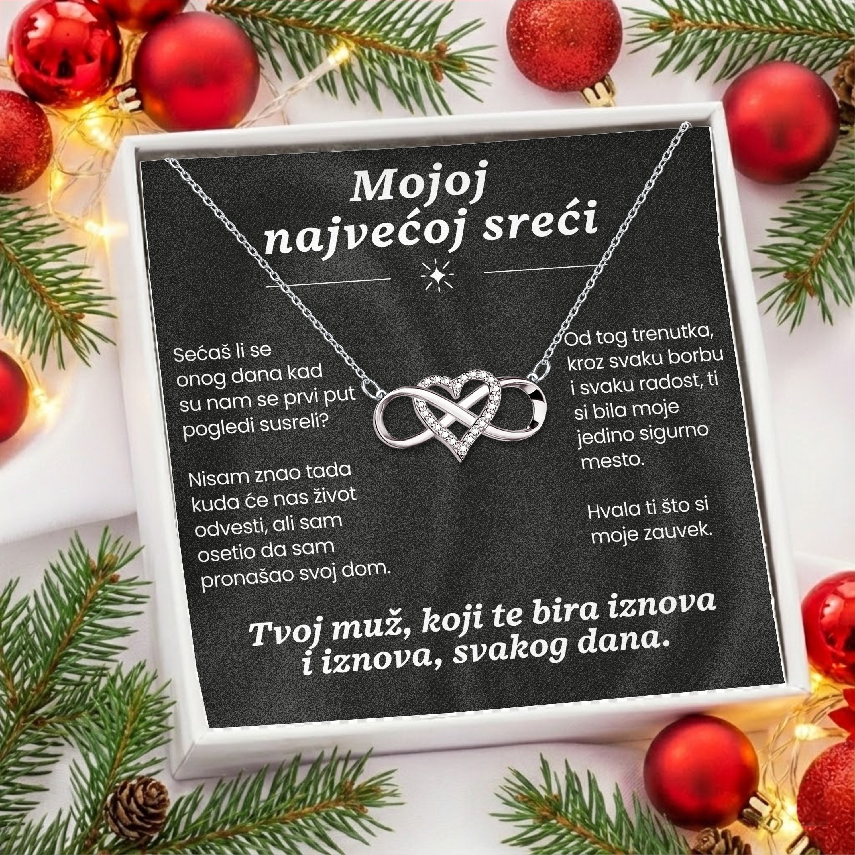 Mojoj najvećoj sreći – Posveta sa lančićem za suprugu od muža