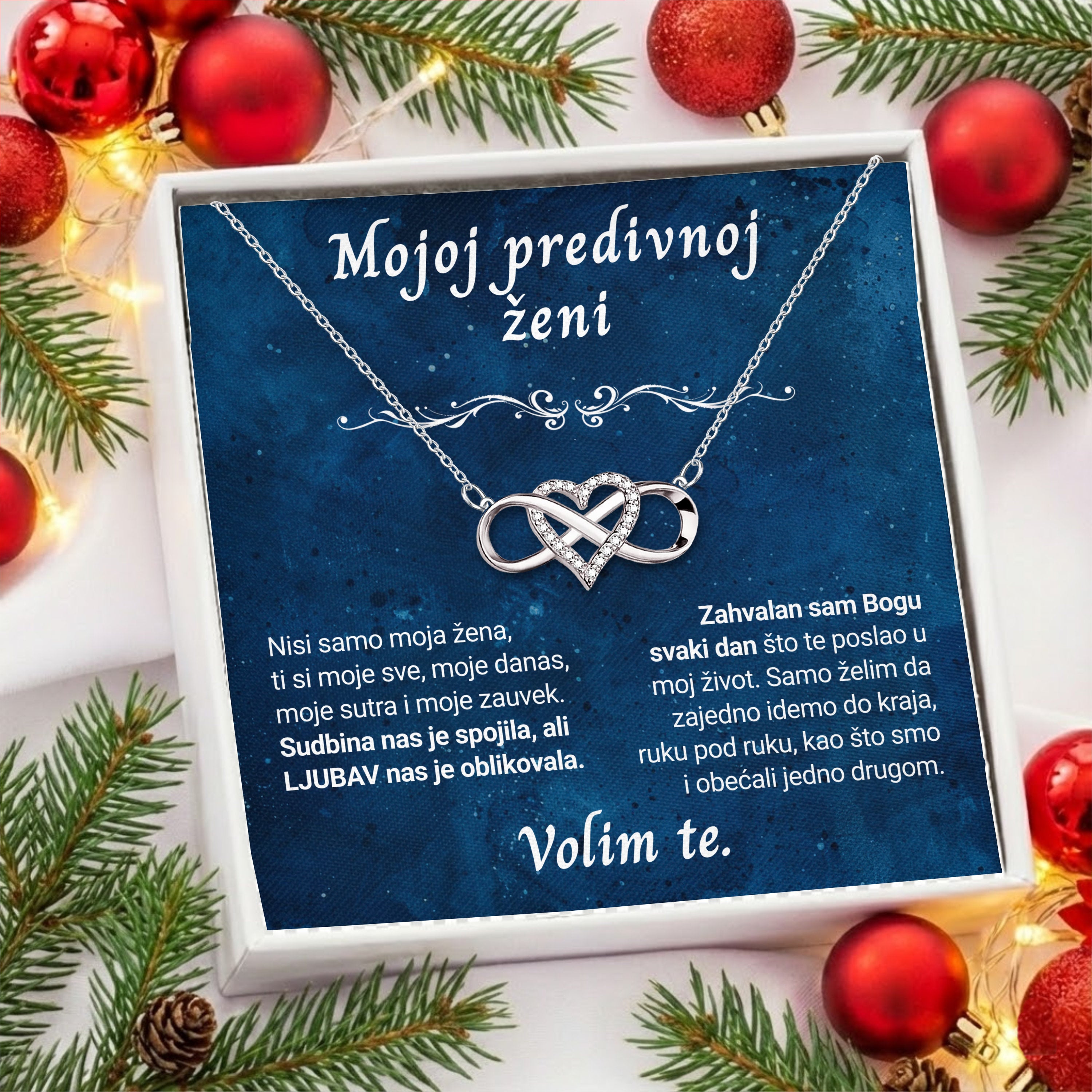 Mojoj predivnoj ženi - Posveta sa lančićem za suprugu od muža