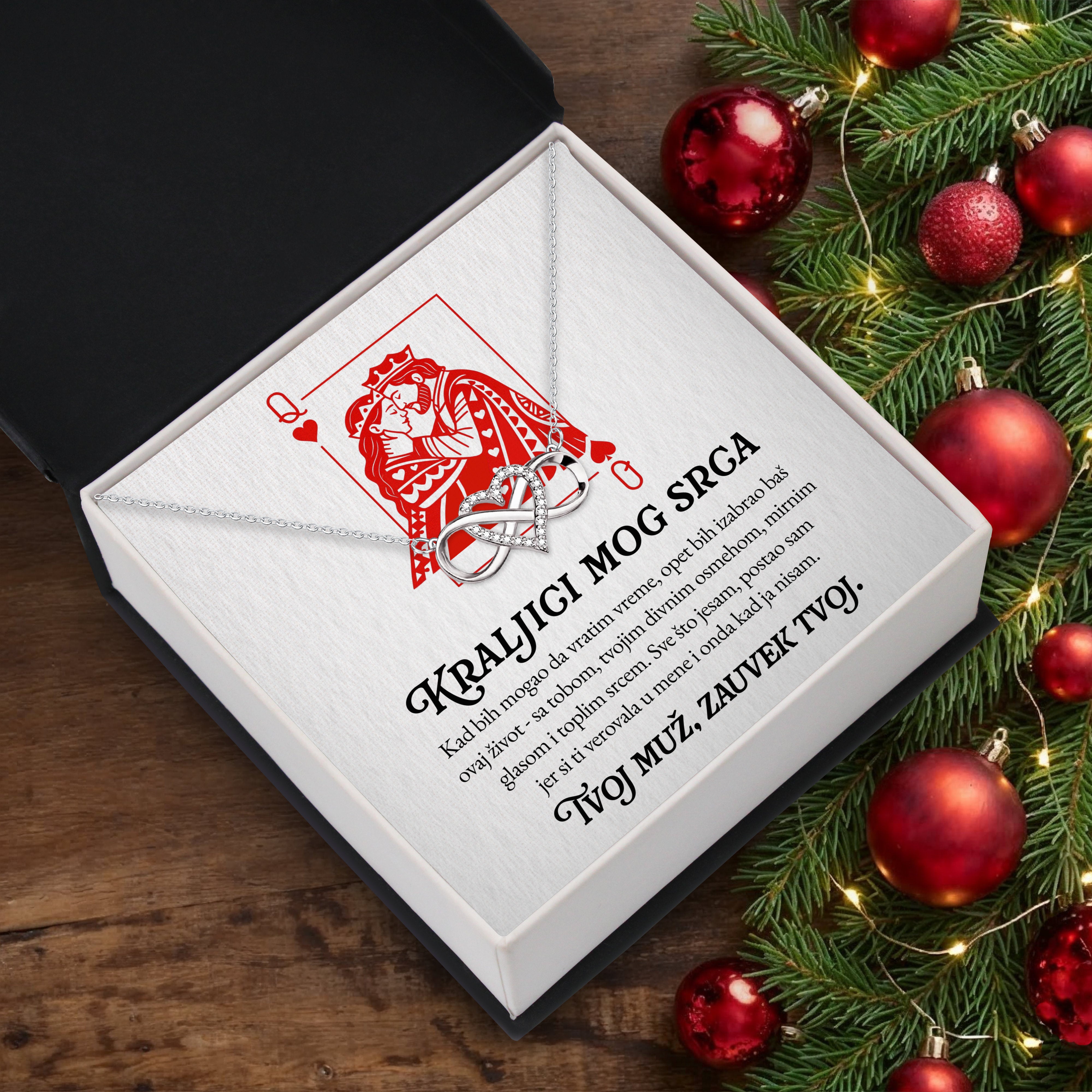 Kraljici mog srca - Posveta sa lančićem za suprugu od muža