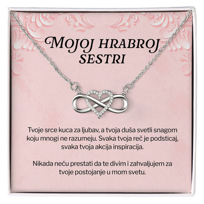 Mojoj hrabroj sestri – Posveta sa lančićem za sestru od brata