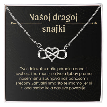 Našoj dragoj snajki – Posveta sa lančićem za snajku od svekrve i svekra