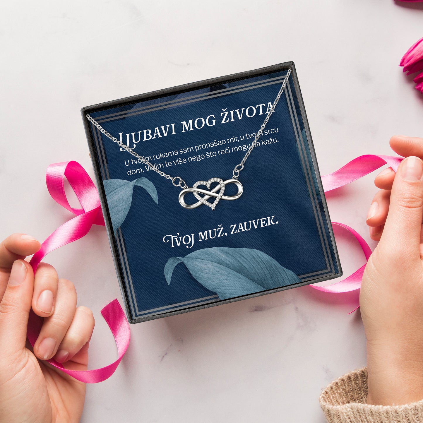 Ljubavi mog života – Posveta sa lančićem za suprugu od muža
