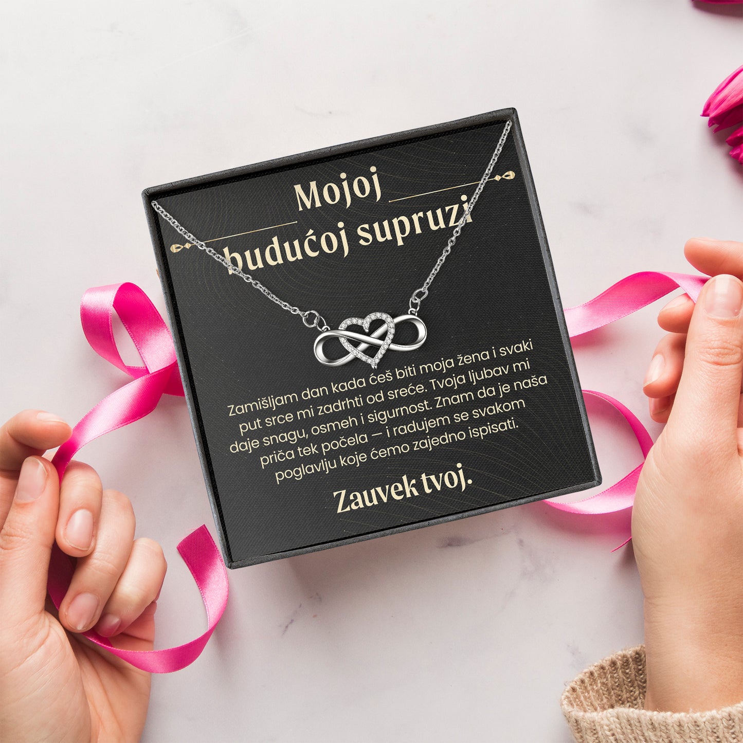Mojoj budućoj supruzi – Posveta sa lančićem za devojku od momka