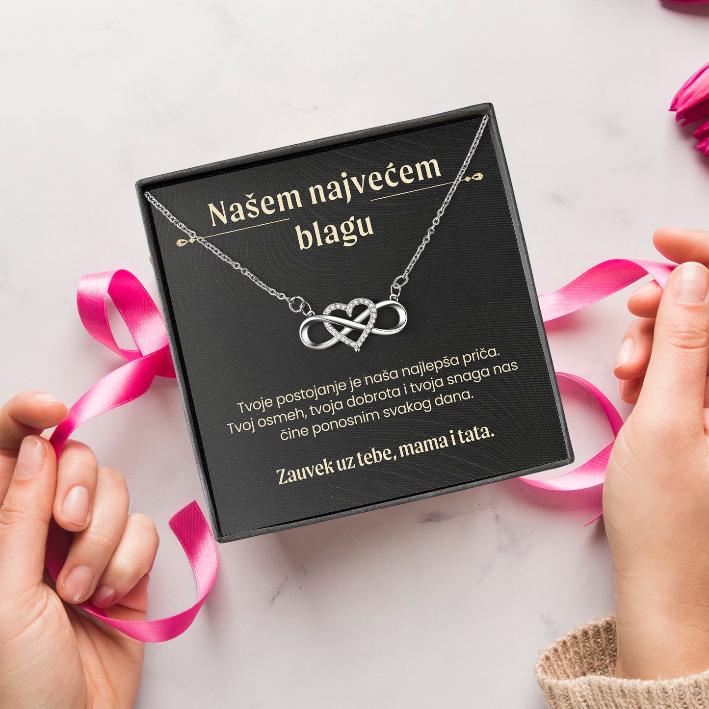 Našem najvećem blagu – Posveta sa lančićem za ćerku od roditelja