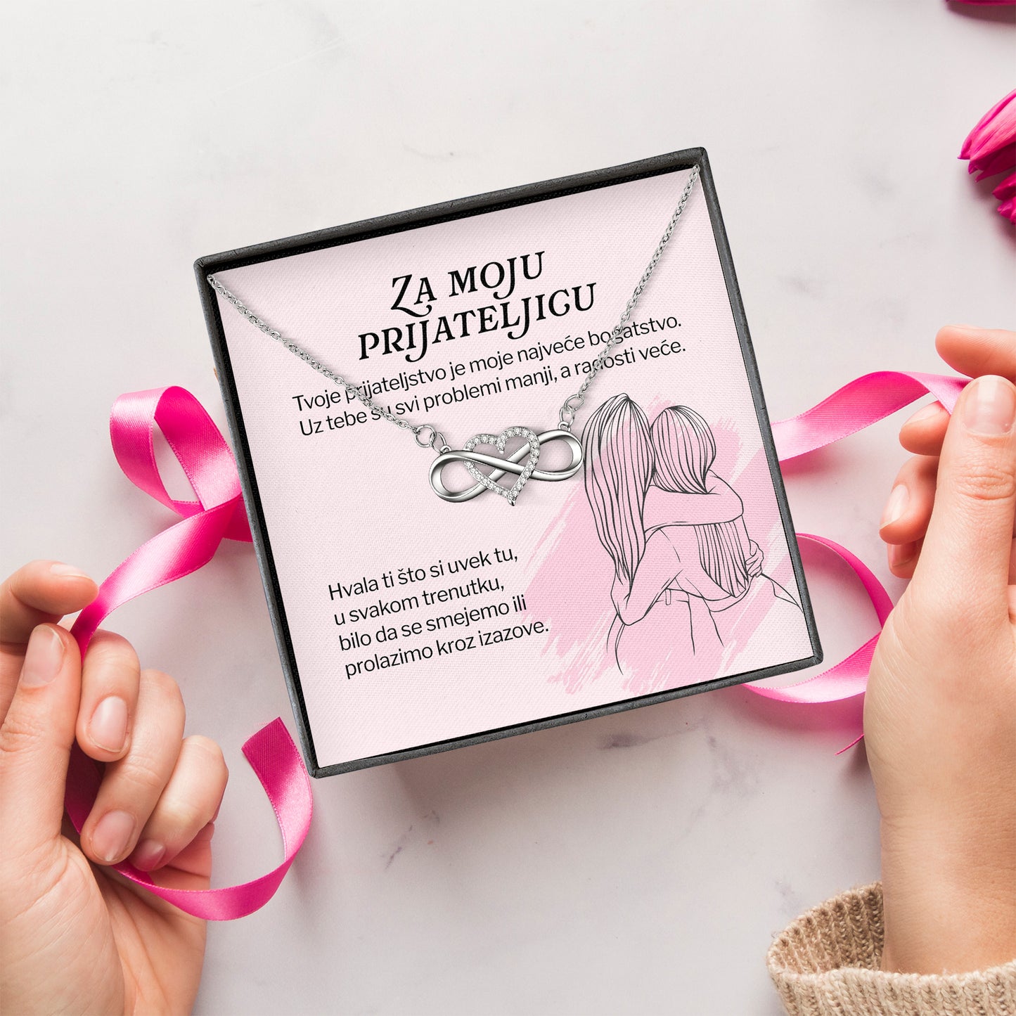 Za moju prijateljicu – Posveta sa lančićem za prijateljicu od prijateljice