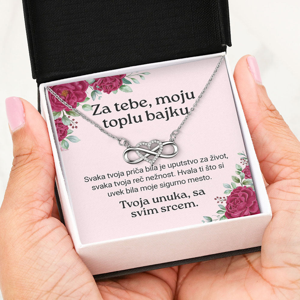 Za tebe, moju toplu bajku – Posveta sa lančićem za baku od unuke