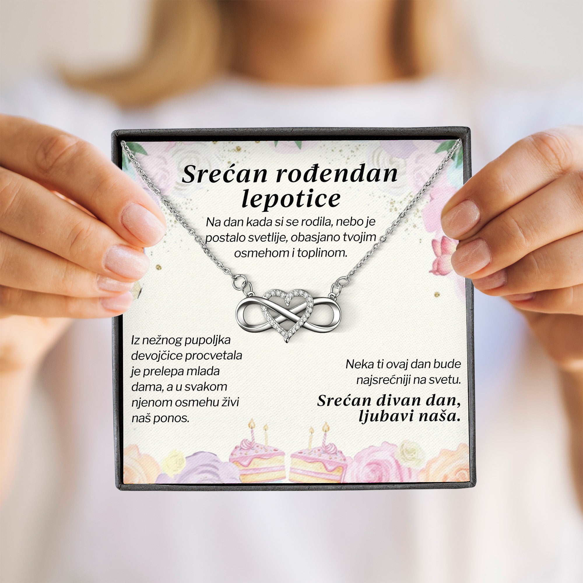 Srećan rođendan lepotice - Posveta sa lančićem za rođendan od bake i deke