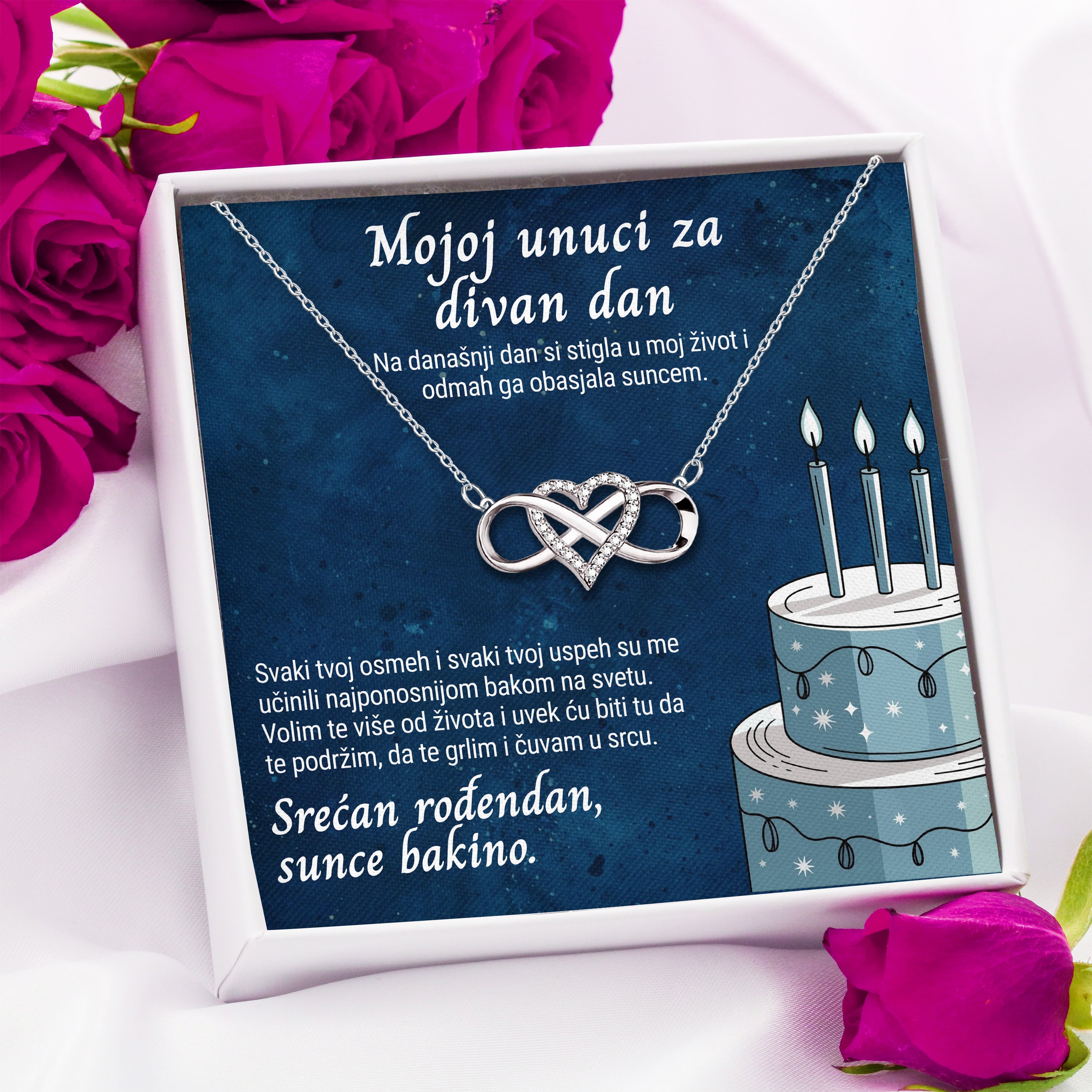 Mojoj unuci za divan dan - Posveta sa lančićem za rođendan od bake