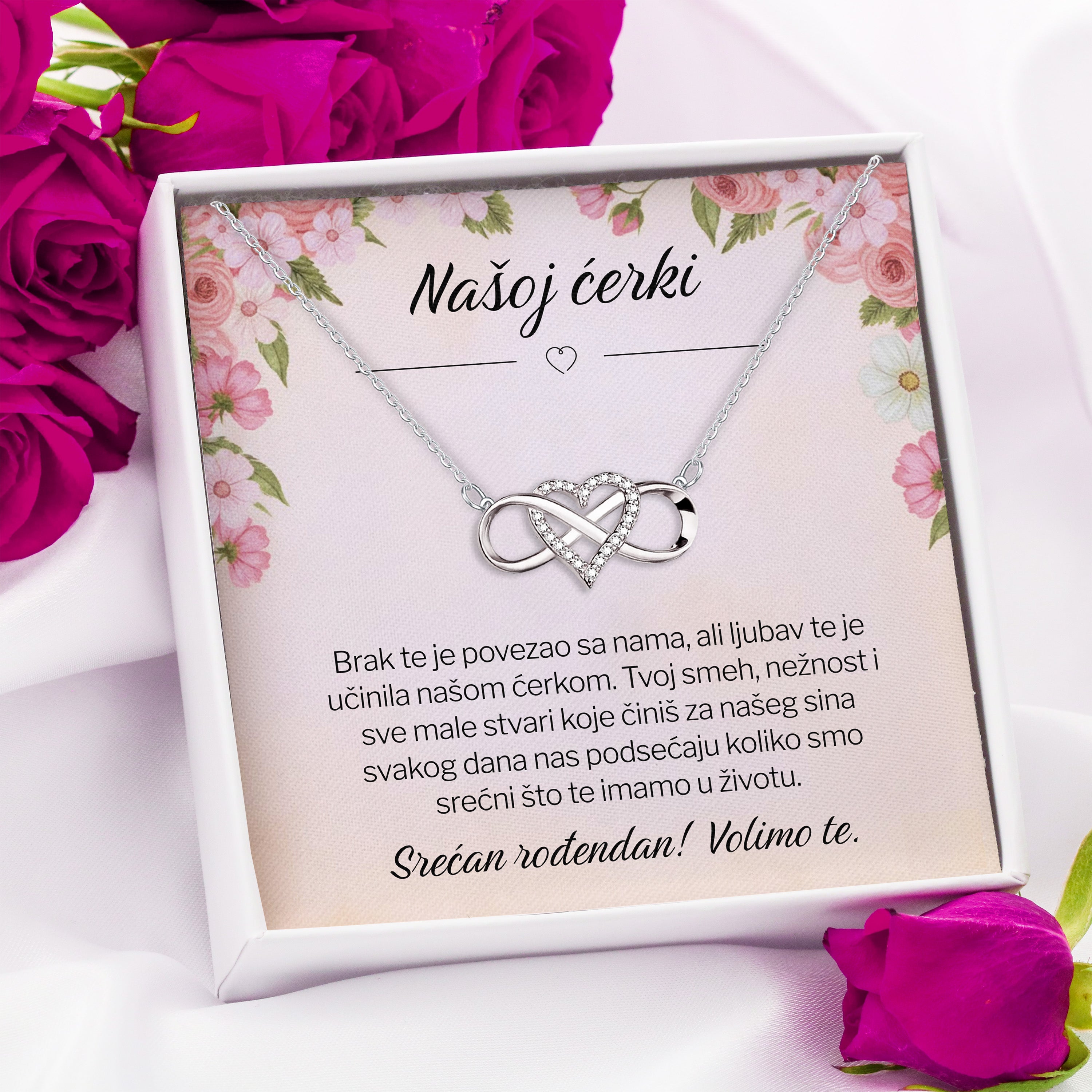 Našoj ćerki  - Posveta sa lančićem za rođendan od svekrve i svekra za snajku