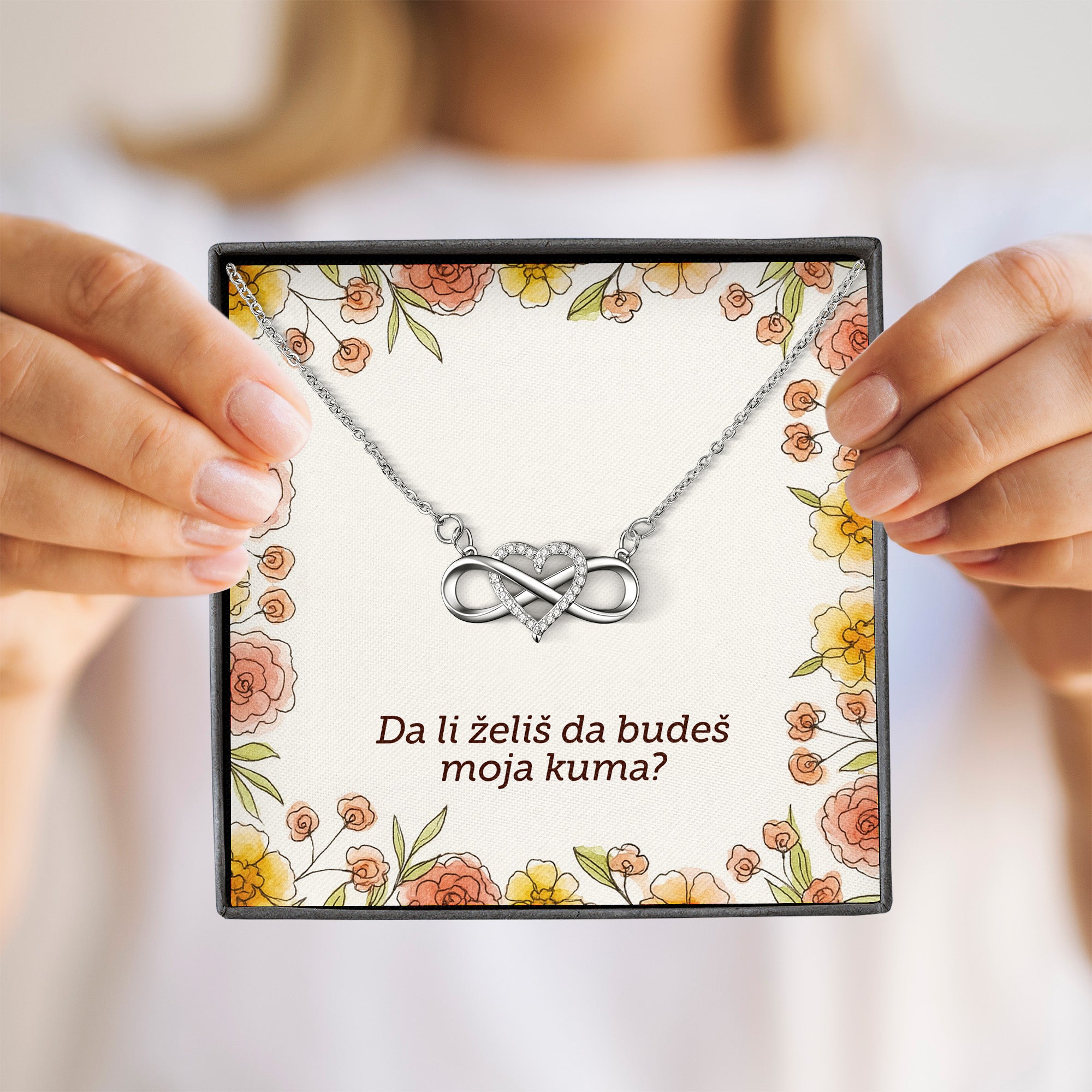 Da li želiš da budeš moja kuma? - Posveta sa lančićem za kumu, svetla