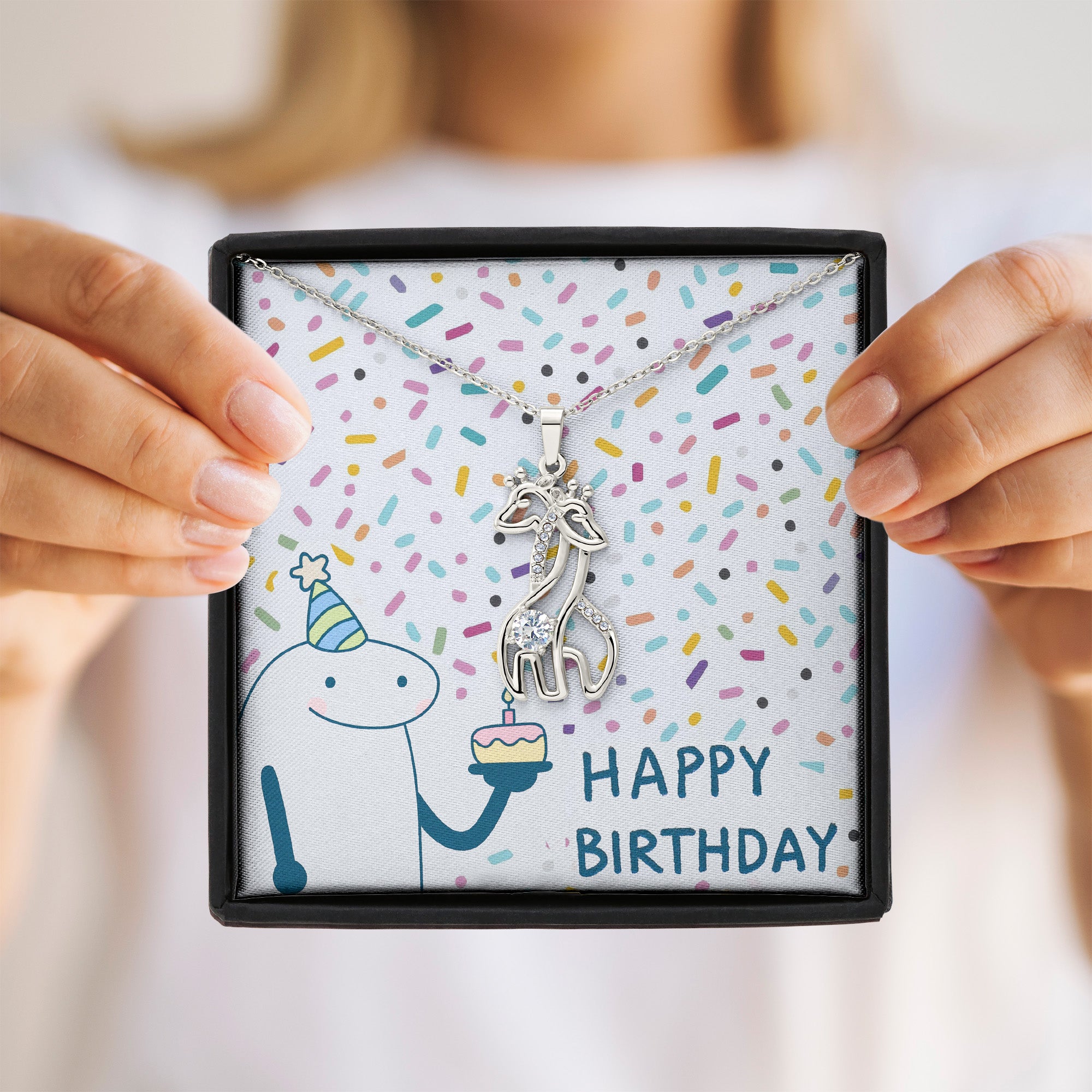 HAPPY BIRTHDAY - Posveta sa lančićem za rođendan (Žirafa)