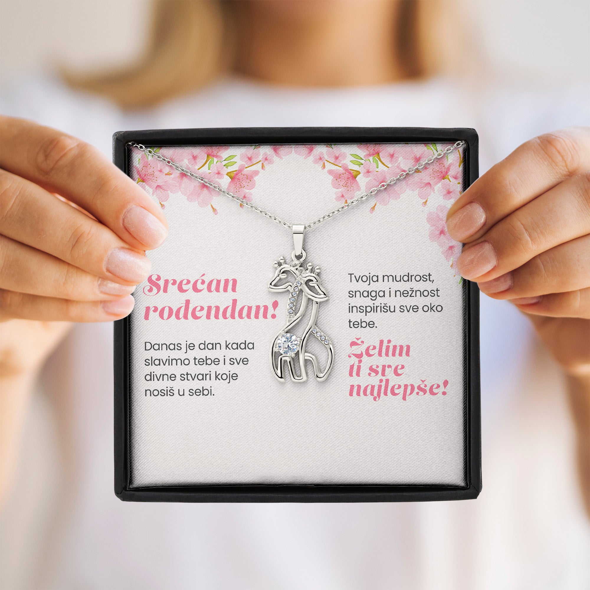 Srećan rođendan, Želim ti sve najlepše!  - Posveta sa lančićem za rođendan (Žirafa)