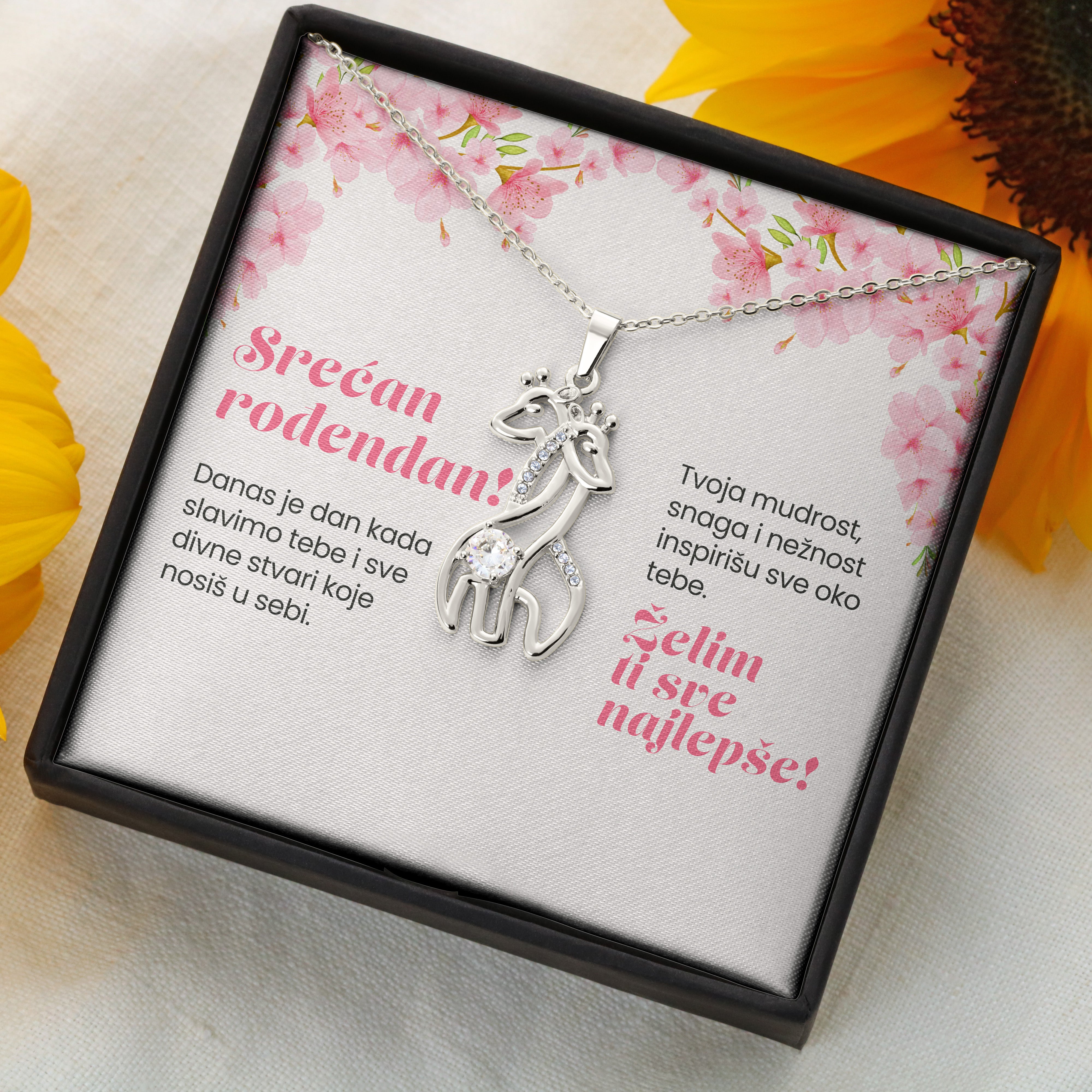 Srećan rođendan, Želim ti sve najlepše!  - Posveta sa lančićem za rođendan (Žirafa)